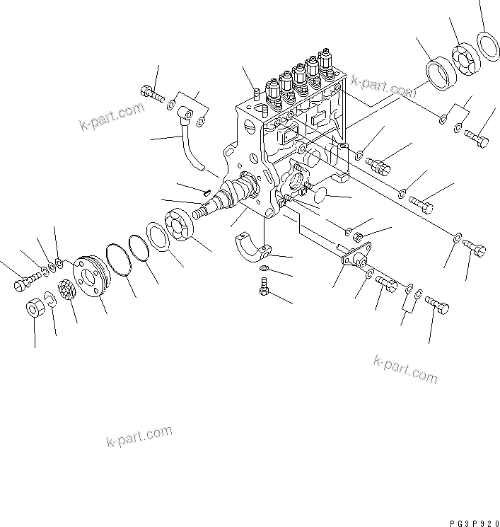 Komatsu parts book diagram for S6D155-4AA S/N 25887-UP: FUEL INJECTION PUMP (PUMP) (1/2) (INNER PARTS)