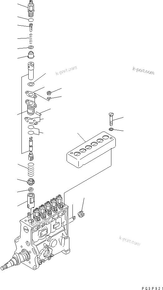 Komatsu parts book diagram for S6D155-4AA S/N 25887-UP: FUEL INJECTION PUMP (PUMP) (2/2) (INNER PARTS)