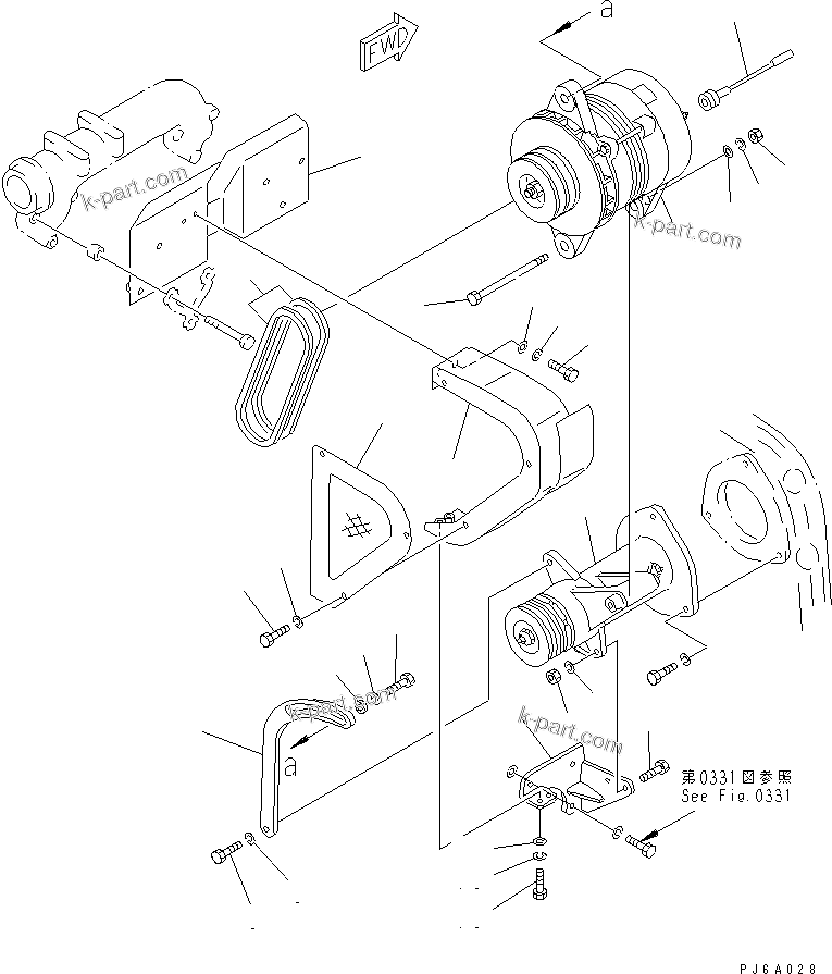 Komatsu parts book diagram for S6D155-4AA S/N 25887-UP: ALTERNATOR AND MOUNTING (35A) (A.P.S. SPEC.)(#58767-)