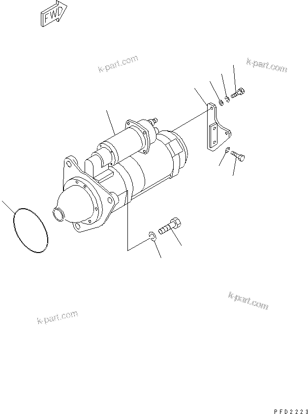Komatsu parts book diagram for S6D155-4AA S/N 25887-UP: STARTING MOTOR AND MOUNTING (11KW)(#25887-47066)