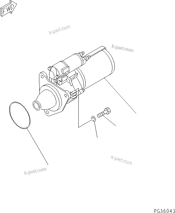 Komatsu parts book diagram for S6D155-4AA S/N 25887-UP: STARTING MOTOR AND MOUNTING (11KW)(#47067-)