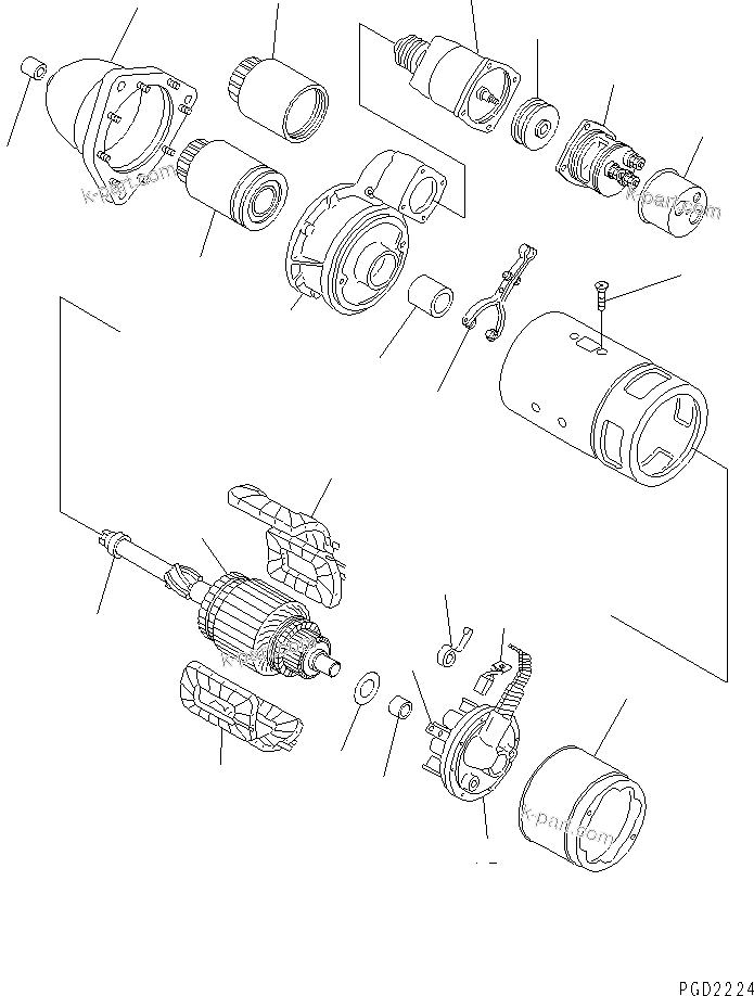 Komatsu parts book diagram for S6D155-4AA S/N 25887-UP: STARTING MOTOR (11KW) (INNER PARTS)(#25887-47066)