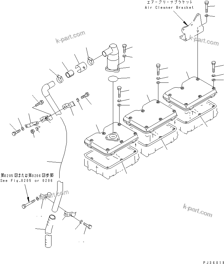 Komatsu parts book diagram for S6D155-4S S/N 52707-UP: ROCKER ARM HOUSING COVER
