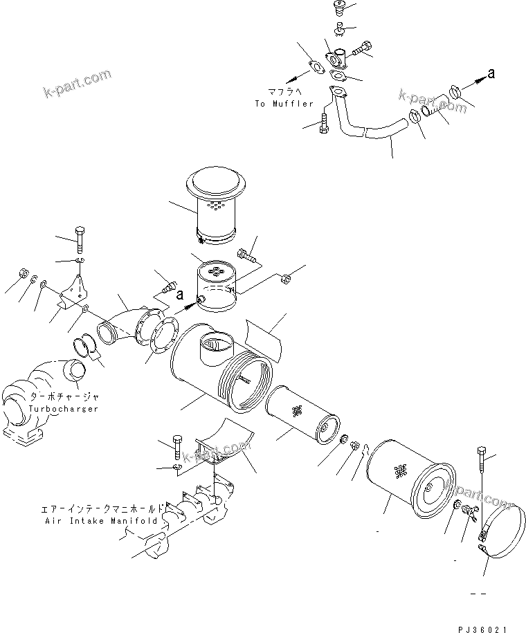 Komatsu parts book diagram for S6D155-4S S/N 52707-UP: AIR CLEANER