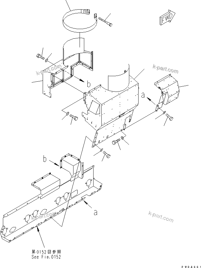Komatsu parts book diagram for S6D155-4S S/N 52707-UP: HEAT SHIELD(#57256-)
