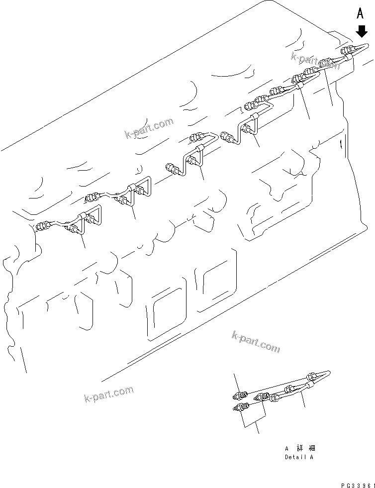 Komatsu parts book diagram for S6D155-4S S/N 52707-UP: CAMSHAFT LUBRICATING OIL PIPING