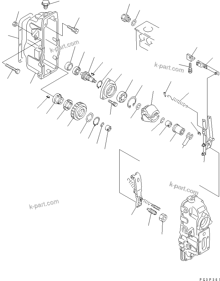 Komatsu parts book diagram for S6D155-4S S/N 52707-UP: FUEL INJECTION PUMP (GOVERNOR) (1/2)(#52707-53469)