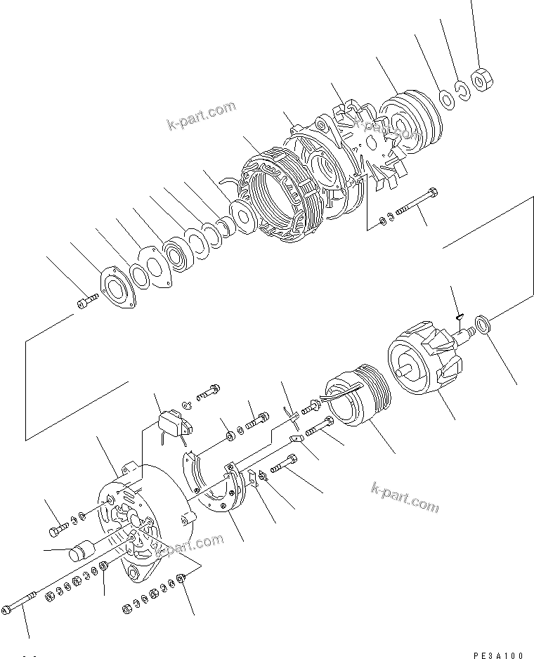 Komatsu parts book diagram for S6D155-4S S/N 52707-UP: ALTERNATOR (35A)