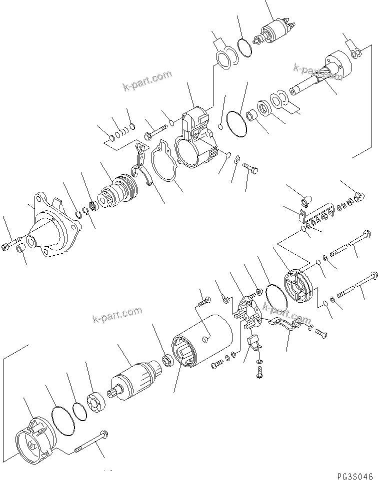 Komatsu parts book diagram for S6D155-4S S/N 52707-UP: STARTING MOTOR (11KW)(#52707-53004)