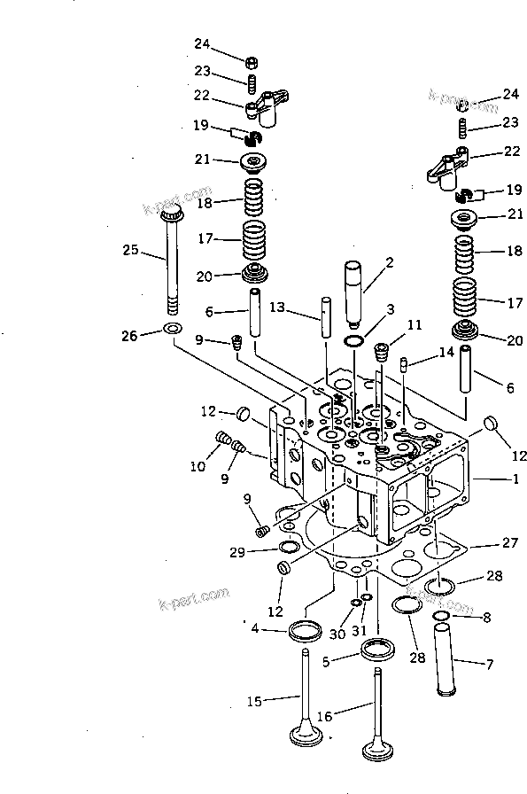 Komatsu parts book diagram for S6D170-1D S/N 10490-UP: CYLINDER HEAD