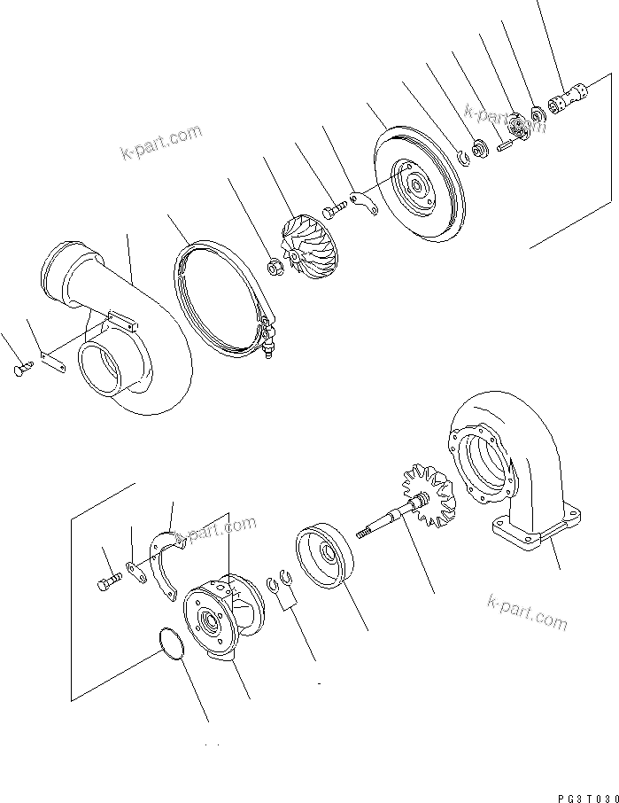 Komatsu parts book diagram for S6D170-1D S/N 10490-UP: TURBOCHARGER(#14925-)