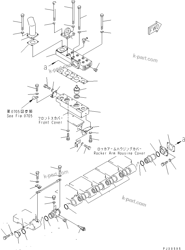 Komatsu parts book diagram for S6D170-1D S/N 10490-UP: WATER MANIFOLD AND THERMOSTAT(#10490-11343)