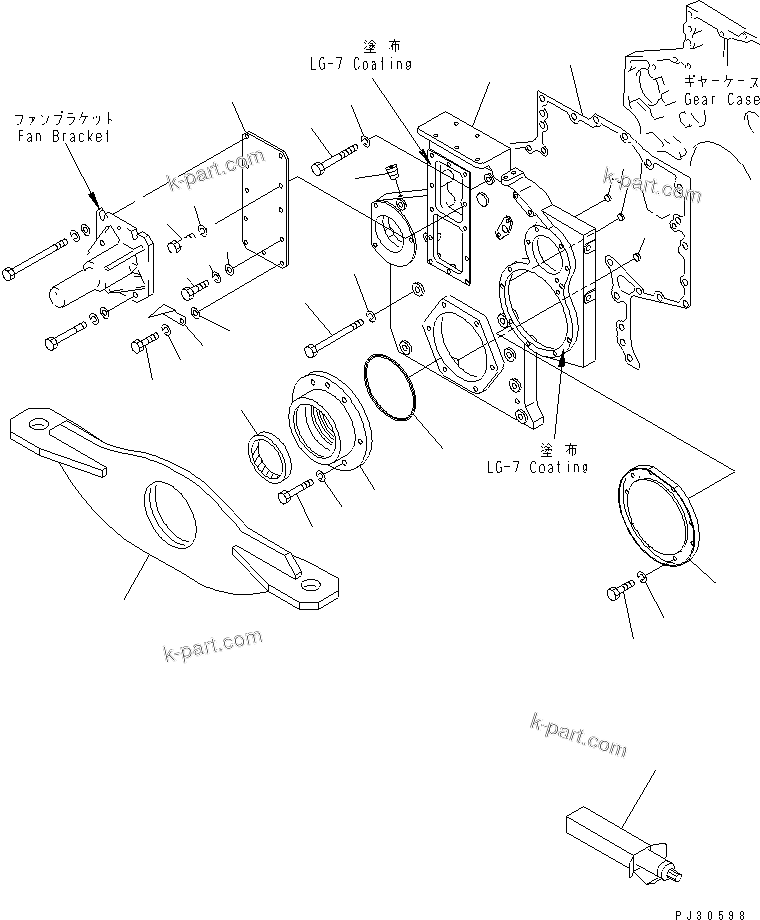 Komatsu parts book diagram for S6D170-1D S/N 10490-UP: FRONT COVER AND FRONT SUPPORT(#10490-11288)