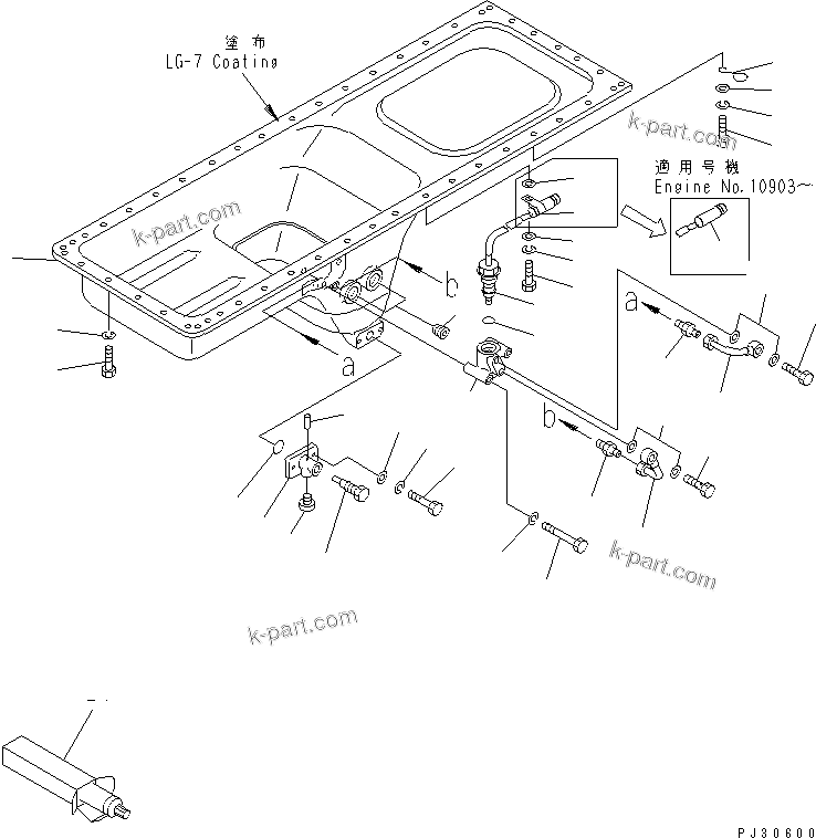 Komatsu parts book diagram for S6D170-1D S/N 10490-UP: OIL PAN(#10490-12924)