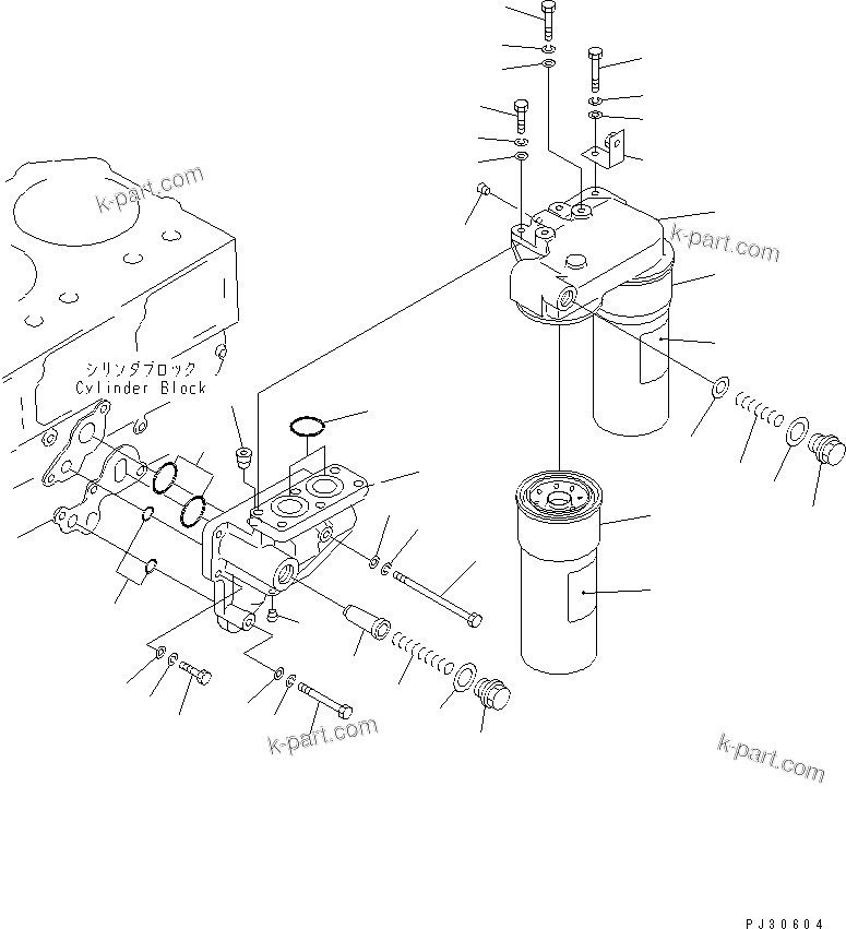 Komatsu parts book diagram for S6D170-1D S/N 10490-UP: LUBRICATING OIL FILTER AND MOUNTING