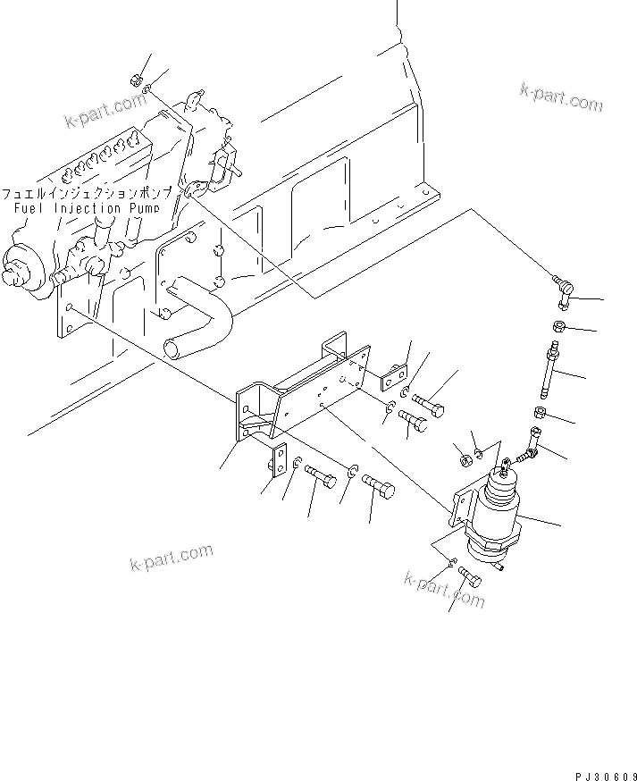 Komatsu parts book diagram for S6D170-1D S/N 10490-UP: SOLENOID AND MOUNTING(#10490-11896)