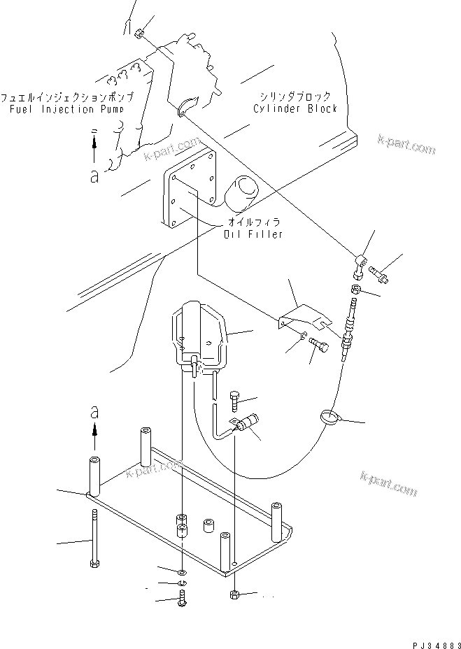 Komatsu parts book diagram for S6D170-1D S/N 10490-UP: ENGINE STOP MOTOR AND MOUNTING(#11897-11899)