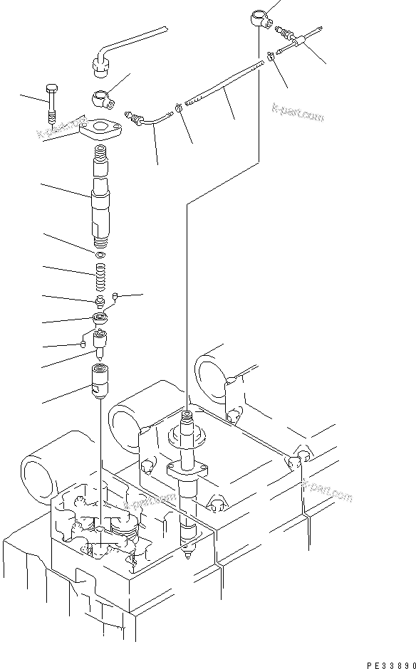 Komatsu parts book diagram for S6D170-1D S/N 10490-UP: FUEL NOZZLE AND SPILL PIPE(#16041-)
