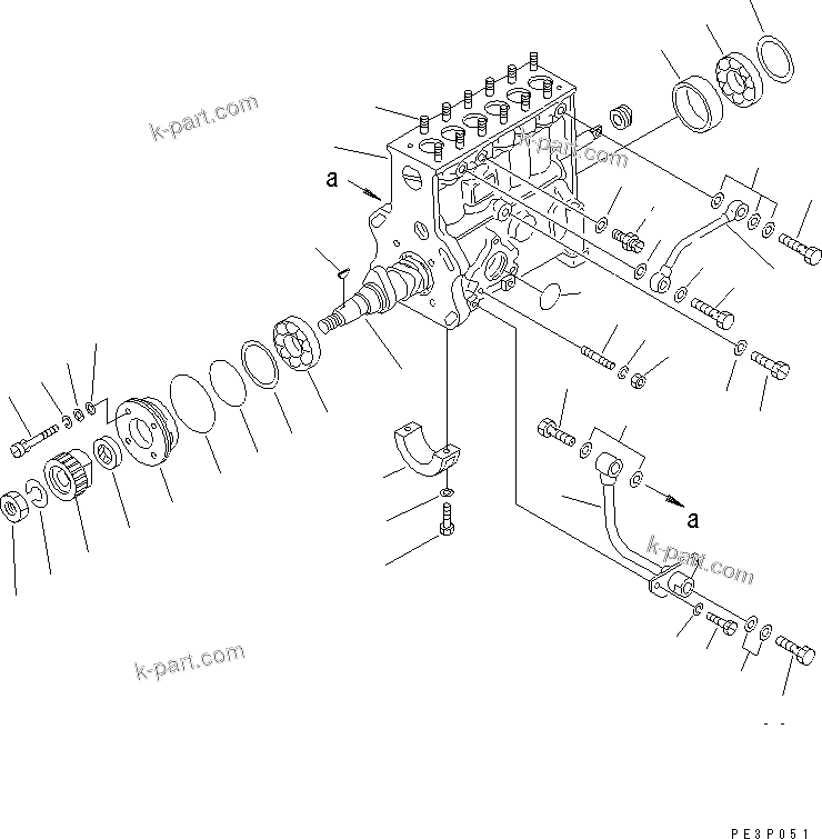 Komatsu parts book diagram for S6D170-1D S/N 10490-UP: FUEL INJECTION PUMP (PUMP) (1/2)(#10490-11896)