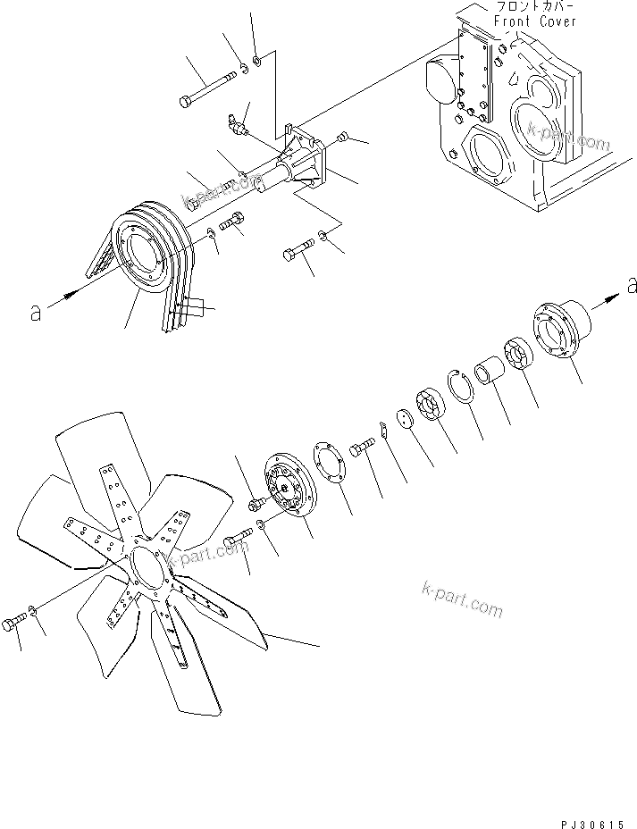Komatsu parts book diagram for S6D170-1D S/N 10490-UP: COOLING FAN AND MOUNTING