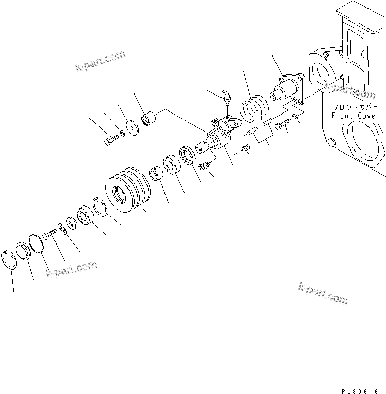 Komatsu parts book diagram for S6D170-1D S/N 10490-UP: TENSION PULLEY