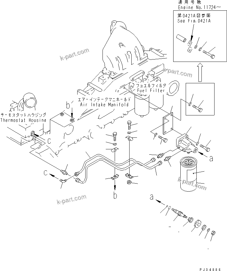 Komatsu parts book diagram for S6D170-1D S/N 10490-UP: CORROSION RESISTOR AND PIPING(#10490-12957)