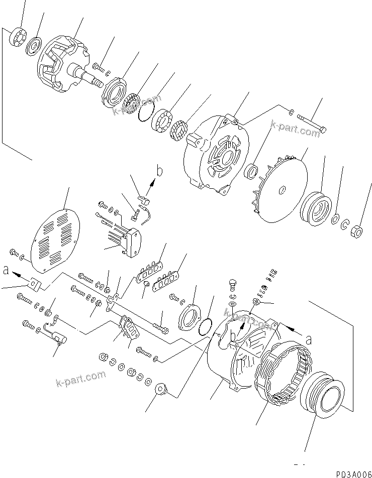 Komatsu parts book diagram for S6D170-1D S/N 10490-UP: ALTERNATOR (50A)