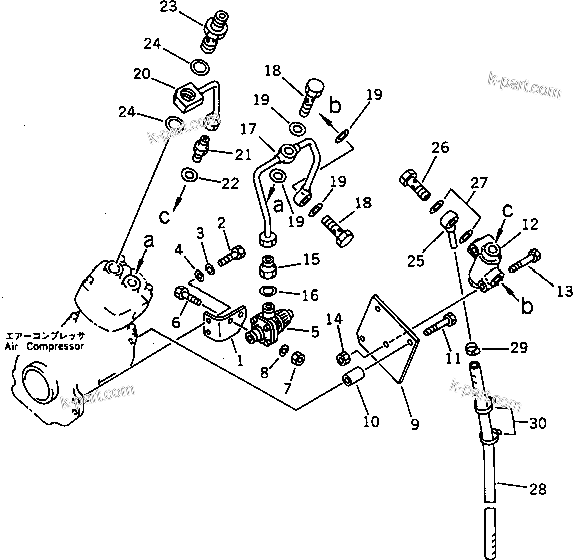 Komatsu parts book diagram for S6D170-1D S/N 10490-UP: AIR COMPRESSOR PIPING (2/2)(#13302-)