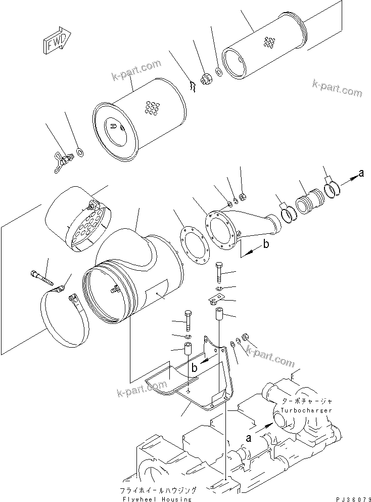 Komatsu parts book diagram for S6D170-1D-R S/N 10490-UP (-50cent. Spec.): AIR CLEANER AND MOUNTING