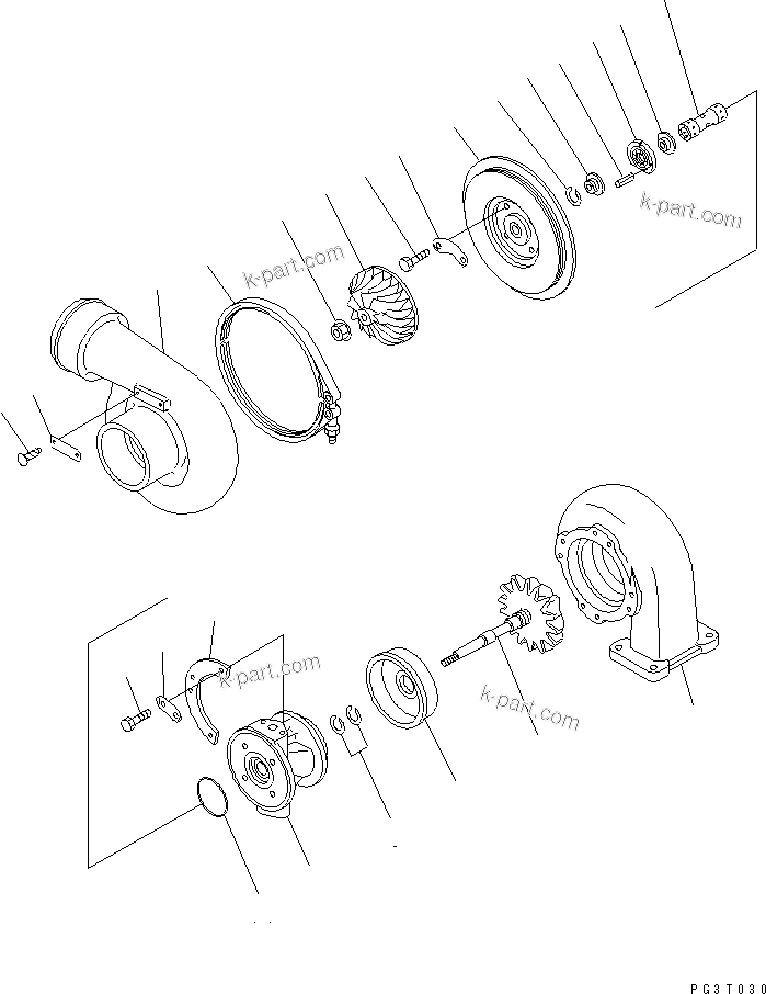 Komatsu parts book diagram for S6D170-1D-R S/N 10490-UP (-50cent. Spec.): TURBOCHARGER(#14925-)