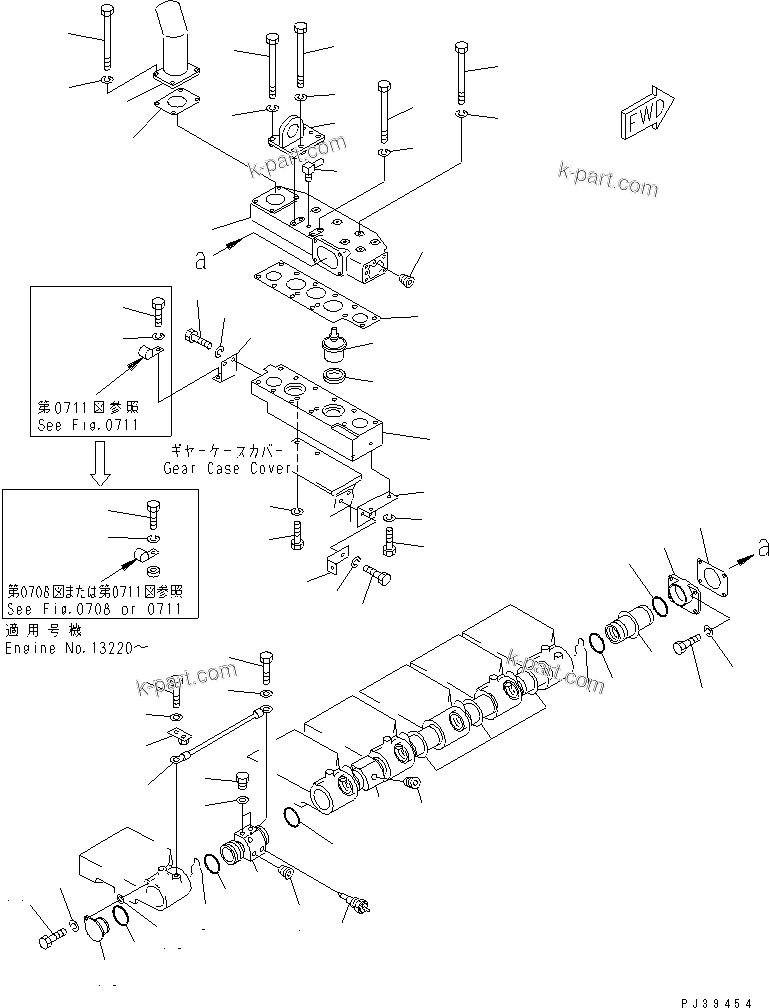 Komatsu parts book diagram for S6D170-1D-R S/N 10490-UP (-50cent. Spec.): WATER MANIFOLD AND THERMOSTAT