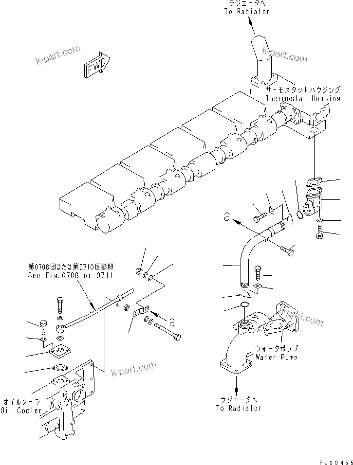 Komatsu parts book diagram for S6D170-1D-R S/N 10490-UP (-50cent. Spec.): WATER PIPING