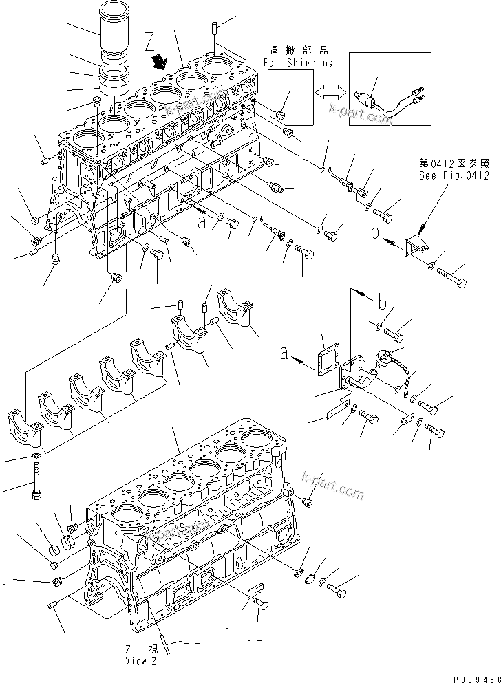 Komatsu parts book diagram for S6D170-1D-R S/N 10490-UP (-50cent. Spec.): CYLINDER BLOCK