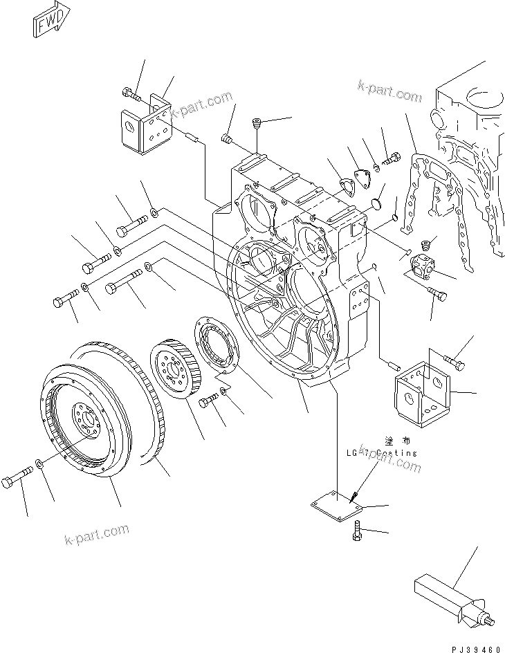 Komatsu parts book diagram for S6D170-1D-R S/N 10490-UP (-50cent. Spec.): FLYWHEEL AND FLYWHEEL HOUSING