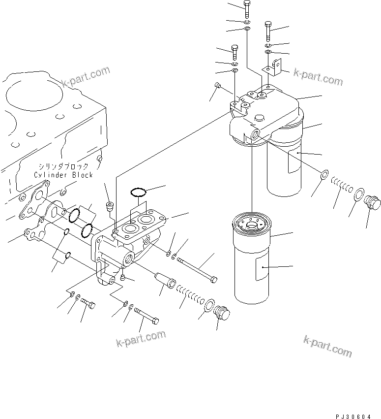 Komatsu parts book diagram for S6D170-1D-R S/N 10490-UP (-50cent. Spec.): LUBRICATING OIL FILTER AND MOUNTING