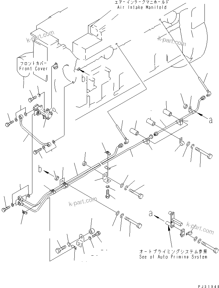 Komatsu parts book diagram for S6D170-1D-R S/N 10490-UP (-50cent. Spec.): MECHANICAL PUMP AND PIPING