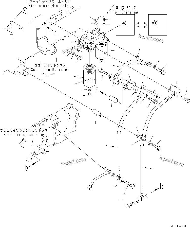 Komatsu parts book diagram for S6D170-1D-R S/N 10490-UP (-50cent. Spec.): FUEL FILTER AND PIPING