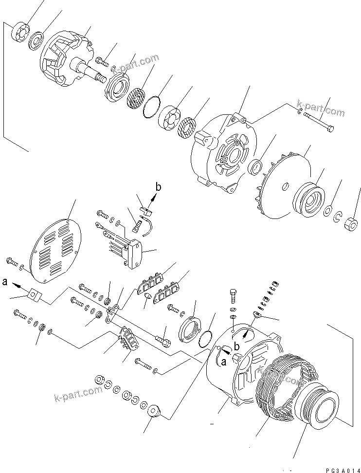 Komatsu parts book diagram for S6D170-1D-R S/N 10490-UP (-50cent. Spec.): ALTERNATOR (50A)