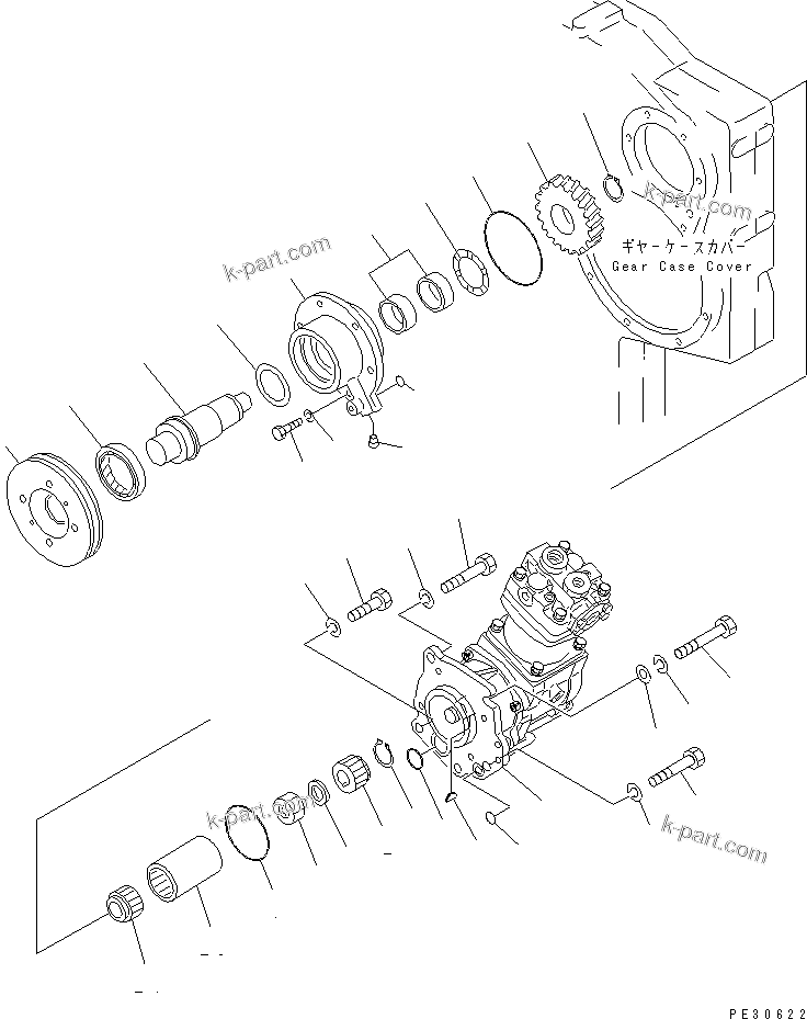 Komatsu parts book diagram for S6D170-1D-R S/N 10490-UP (-50cent. Spec.): AIR COMPRESSOR AND MOUNTING