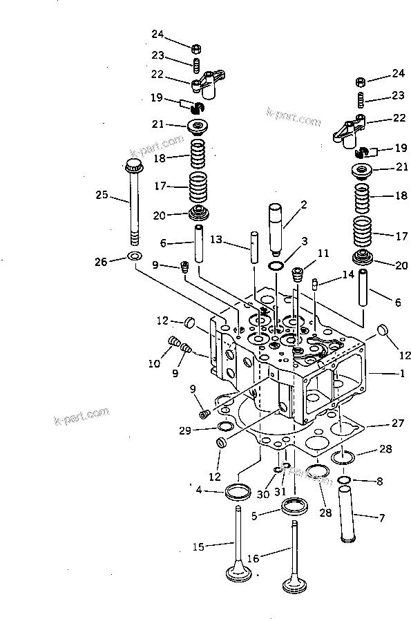 Komatsu parts book diagram for S6D170-1G-W S/N 14674-UP (For Canada / China / Chile / Russia): CYLINDER HEAD