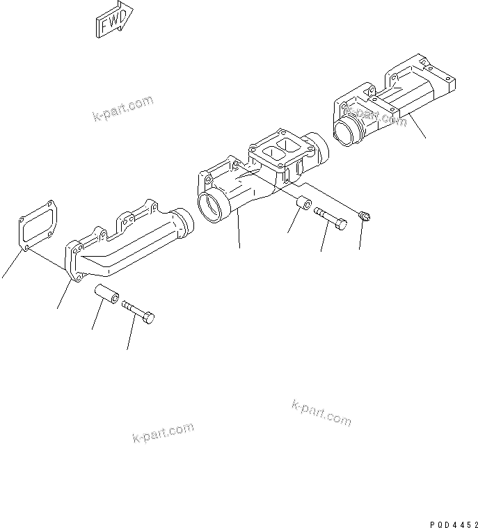 Komatsu parts book diagram for S6D170-1G-W S/N 14674-UP (For Canada / China / Chile / Russia): EXHAUST MANIFOLD(#15667-)