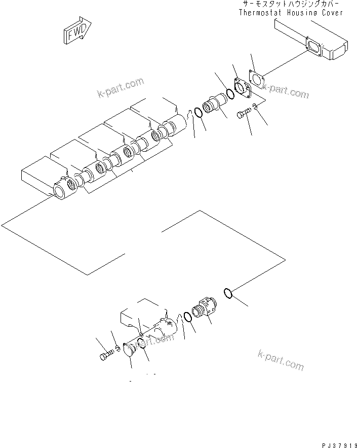 Komatsu parts book diagram for S6D170-1G-W S/N 14674-UP (For Canada / China / Chile / Russia): WATER MANIFOLD