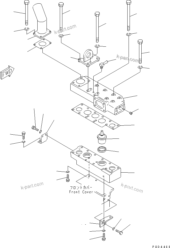 Komatsu parts book diagram for S6D170-1G-W S/N 14674-UP (For Canada / China / Chile / Russia): WATER MANIFOLD AND THERMOSTAT(#15667-)