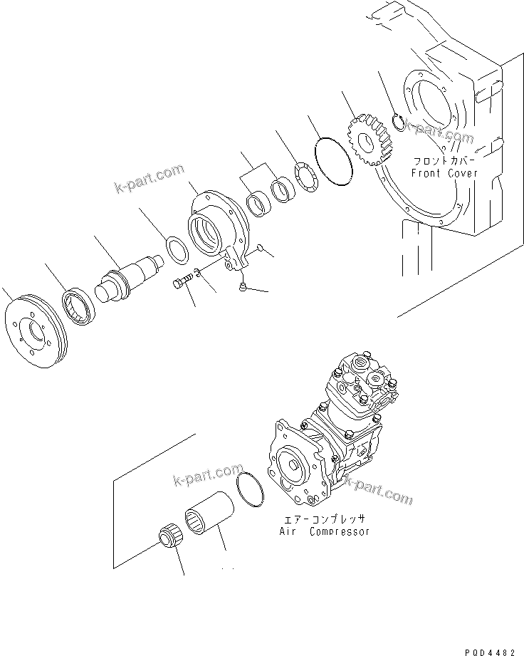Komatsu parts book diagram for S6D170-1G-W S/N 14674-UP (For Canada / China / Chile / Russia): FRONT POWER TAKE OFF(#15667-)