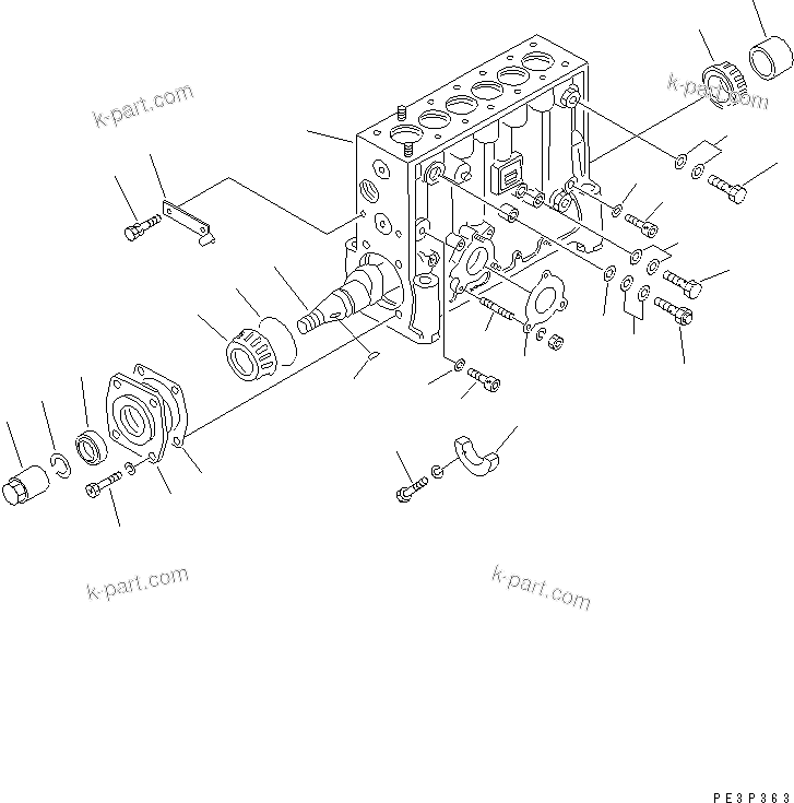 Komatsu parts book diagram for S6D170-1G-W S/N 14674-UP (For Canada / China / Chile / Russia): FUEL INJECTION PUMP (PUMP) (1/2) (INNER PARTS)(#15707-)