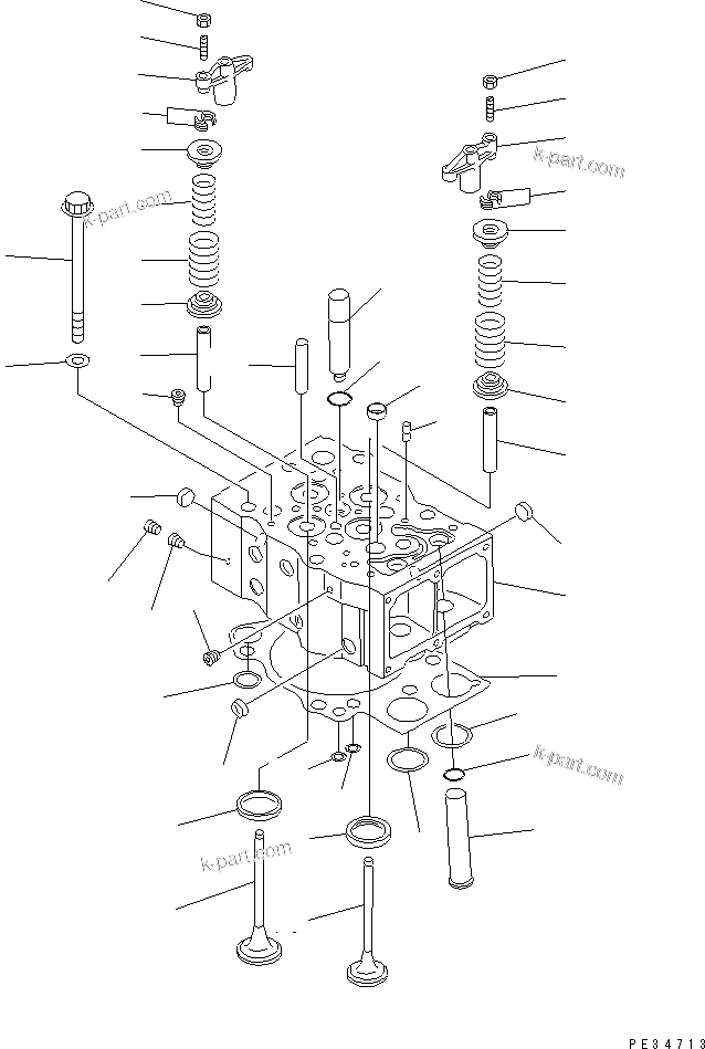 Komatsu parts book diagram for S6D170E-2A-6D S/N 17001-UP: CYLINDER HEAD(#17353-)