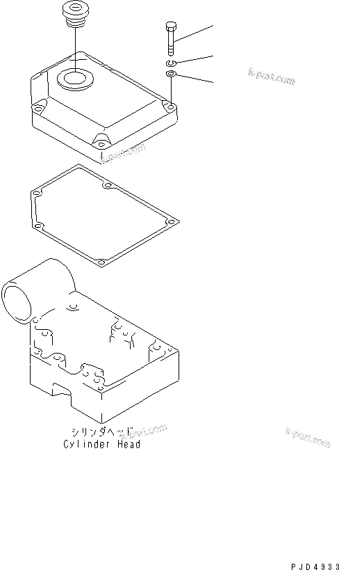 Komatsu parts book diagram for S6D170E-2A-6D S/N 17001-UP: HEAD COVER RELATED PARTS(#19340-)