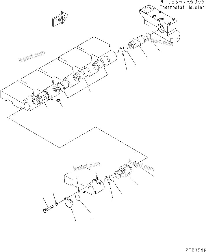 Komatsu parts book diagram for S6D170E-2A-6D S/N 17001-UP: WATER MANIFOLD (EXTREME COLD TERRAIN SPEC.)(#17358-)