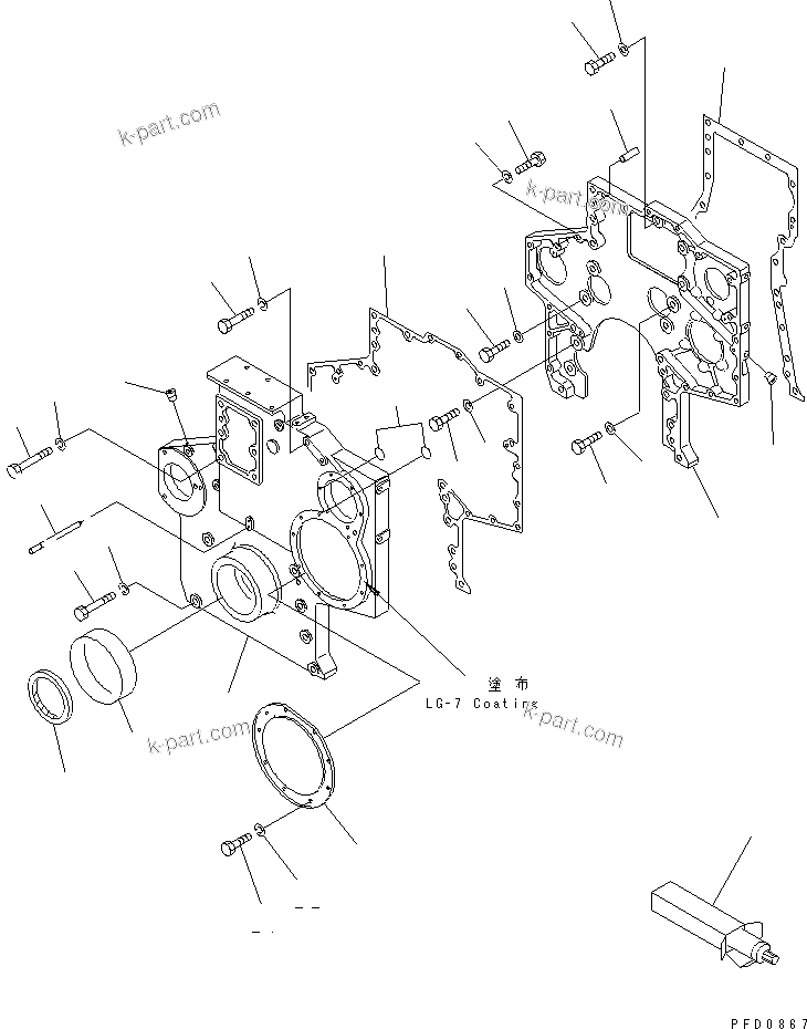 Komatsu parts book diagram for S6D170E-2A-6D S/N 17001-UP: FRONT COVER (EXTREME COLD TERRAIN SPEC.)(#17353-19292)