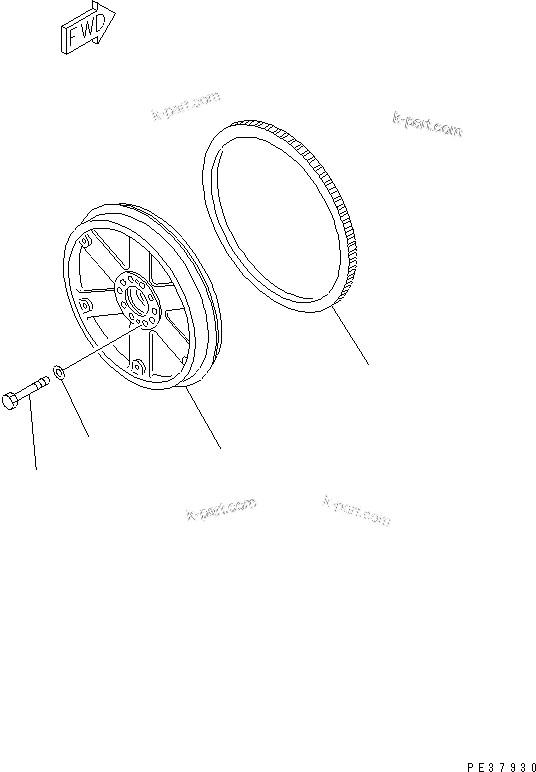 Komatsu parts book diagram for S6D170E-2A-6D S/N 17001-UP: FLYWHEEL(#17353-)
